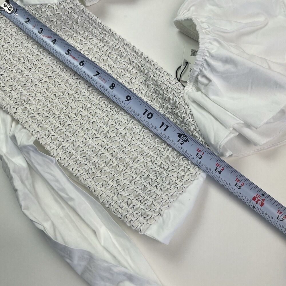 ZARA Ruffle Sleeve Crop Top Small White - Picture 8 of 13